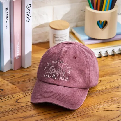 Pagewing Cute Cats And Books Washed Cap