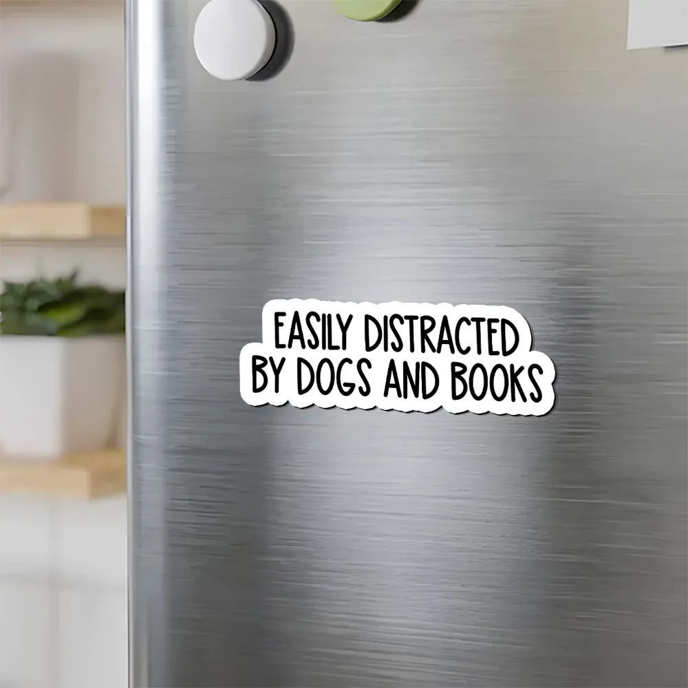Pagewings Easily Distracted By Dogs And Books Fridge Magnet