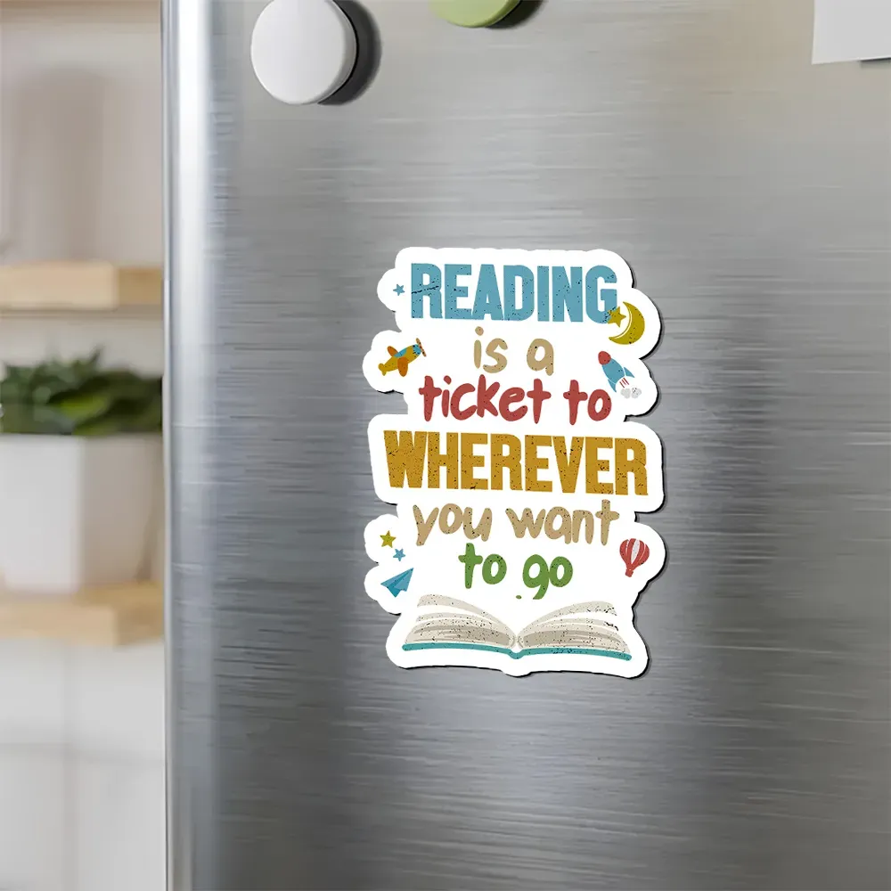 Pagewings Reading Is A Ticket Fridge Magnet