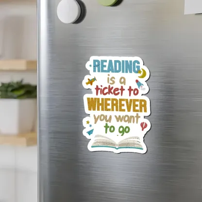 Pagewings Reading Is A Ticket Fridge Magnet
