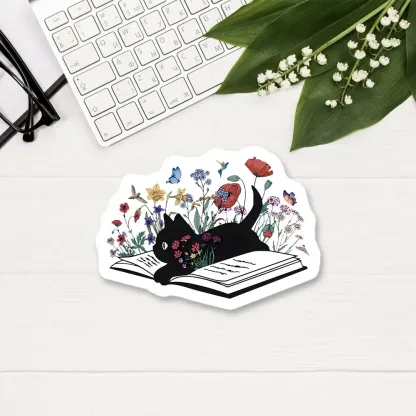 Pagewings Cute Book Cat Sticker