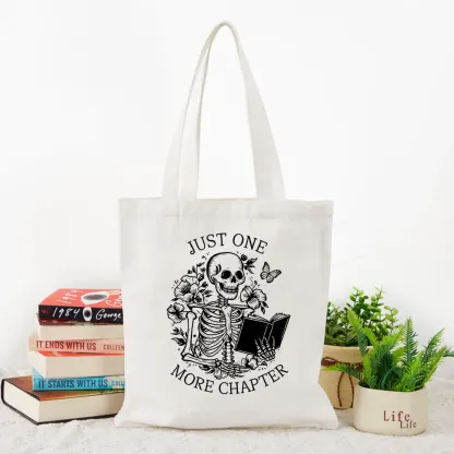 Pagewing One More Chapter Skeleton Unisex Tee Tote Bag