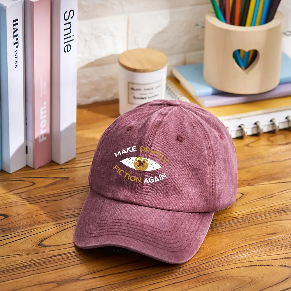 Pagewings Make Orwell Fiction Again - Dystopian Literature Philosophy Washed Cap