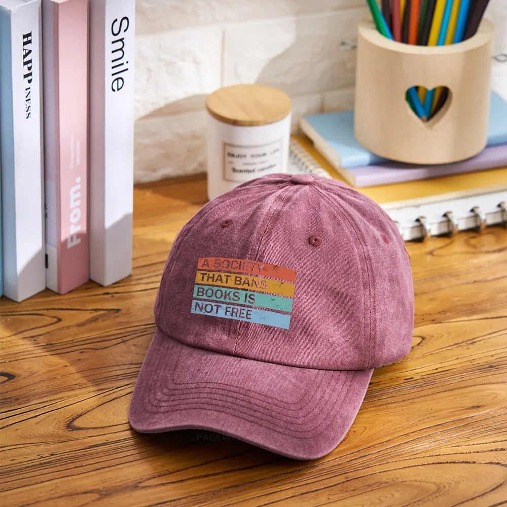 Pagewings Banned Books Shirt, Read Banned Books Washed Cap