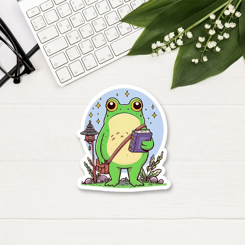 Pagewings Frog Reading Book Sticker