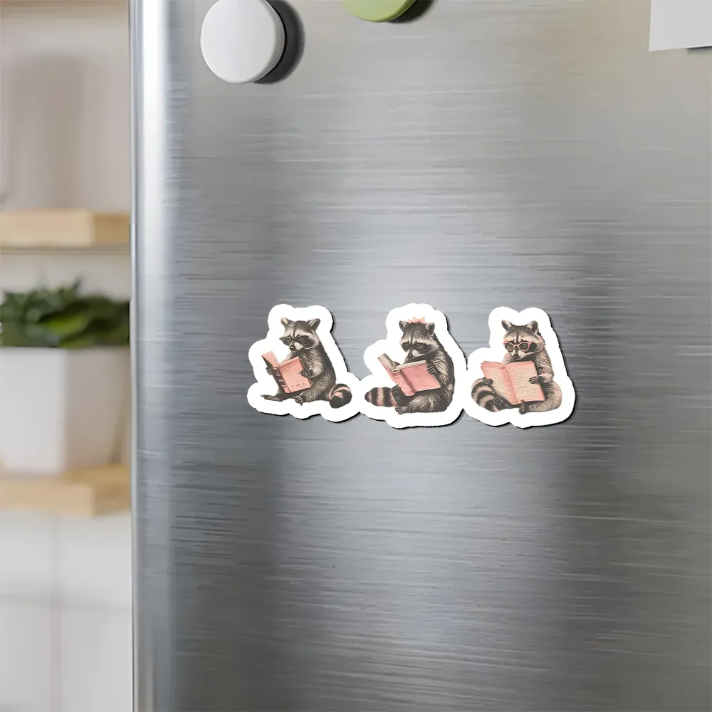 Pagewings Funny Raccoon Bookish Gift Fridge Magnet