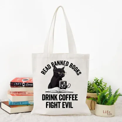 Pagewings Read Books Drink Coffee Fight Evil Tote Bag