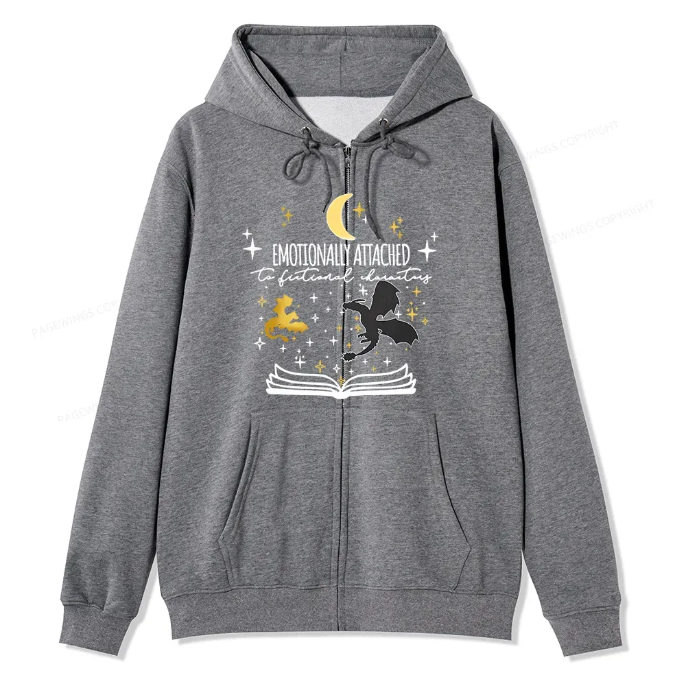 Pagewings Fourth Wing Dragon Unisex Fleece Zip Up Hoodie