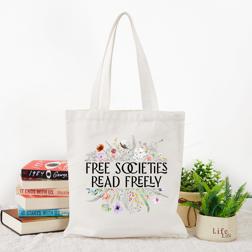 Pagewings Free Societies Read Freely Tote Bag