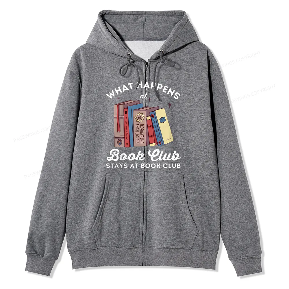 Pagewings Stays At Book Club Book Unisex Fleece Zip Up Hoodie