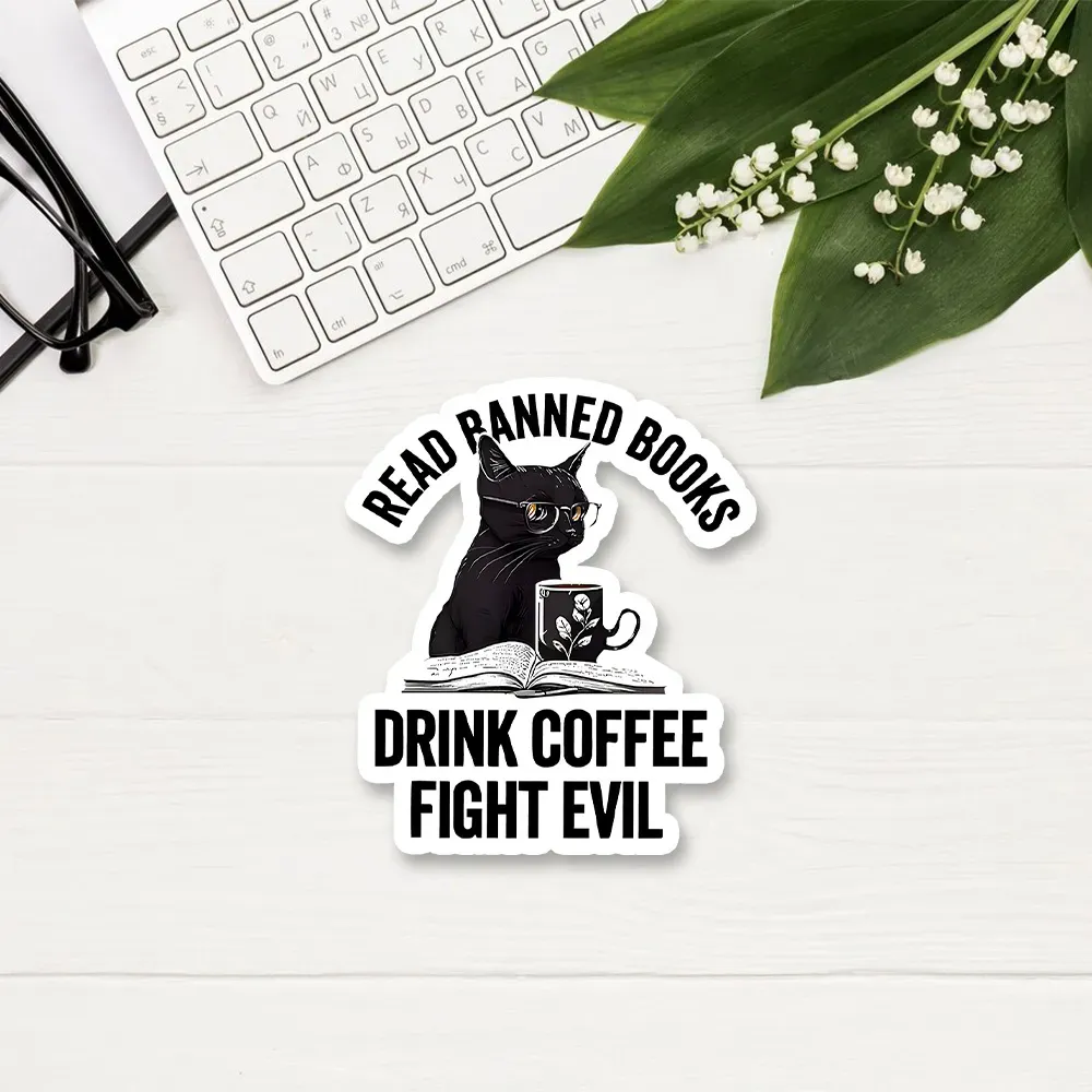 Pagewings Read Books Drink Coffee Fight Evil Sticker