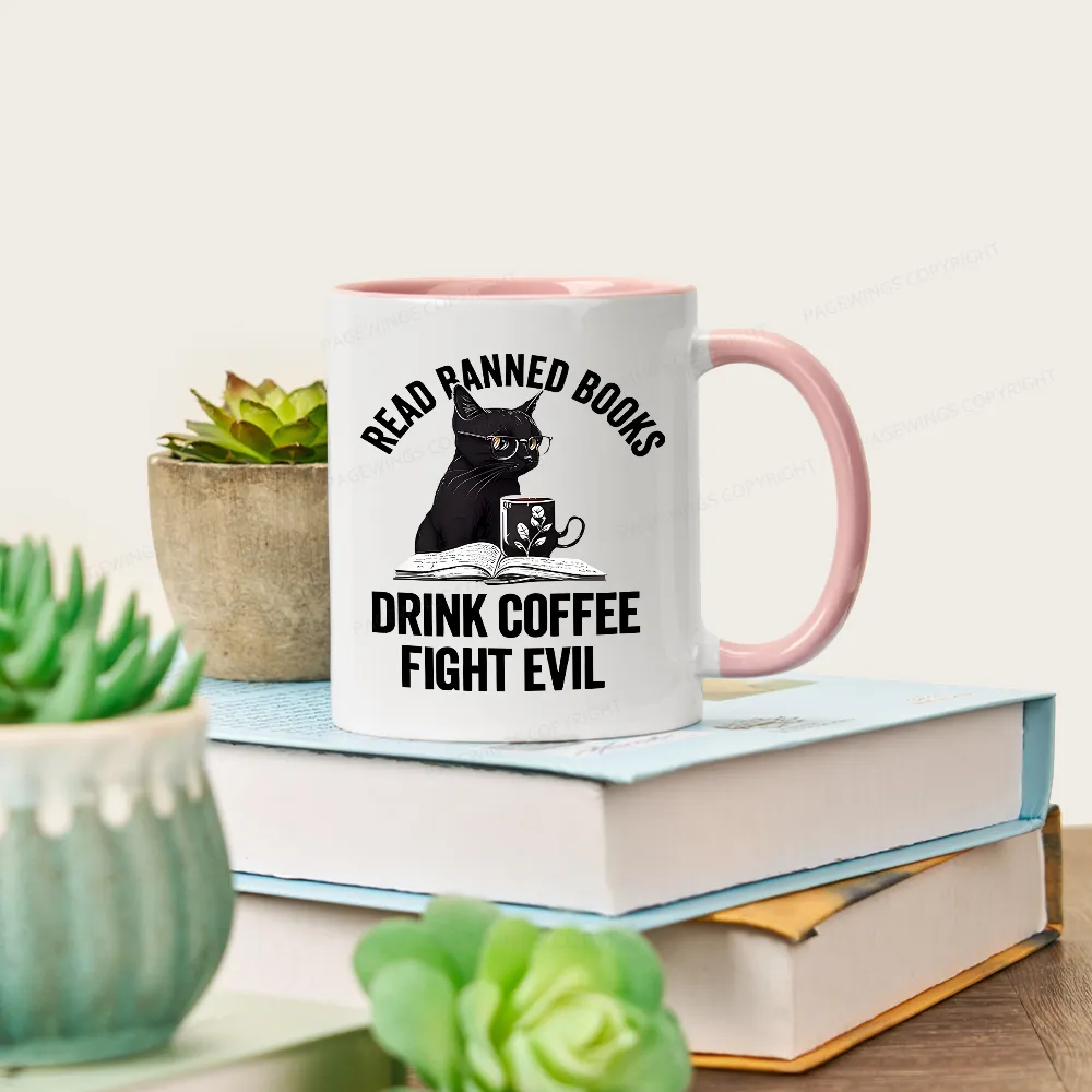 Pagewings Read Books Drink Coffee Fight Evil Mug