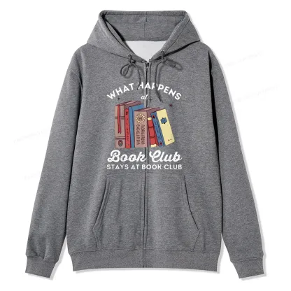 Pagewings Stays At Book Club Book Unisex Fleece Zip Up Hoodie