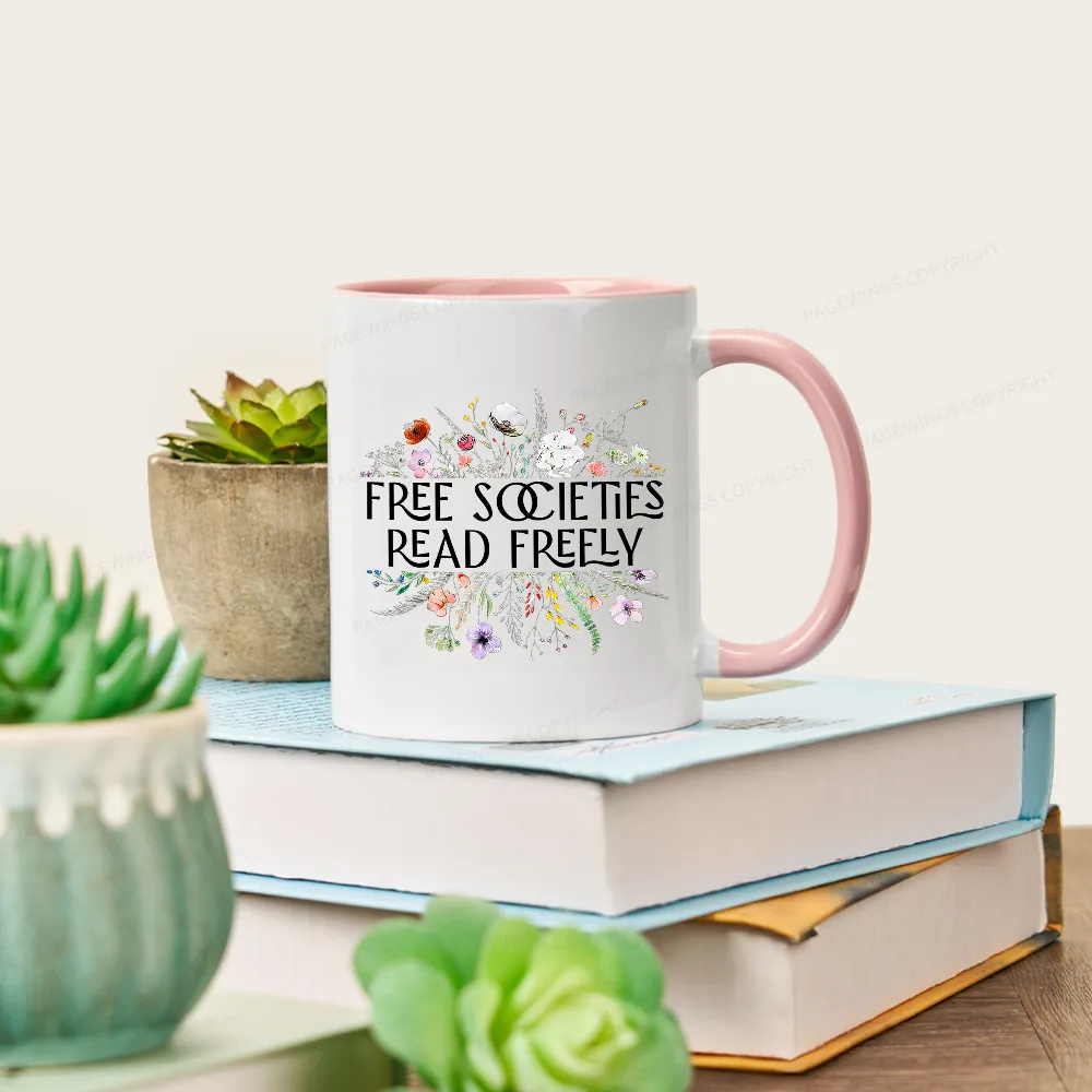 Pagewings Free Societies Read Freely Mug