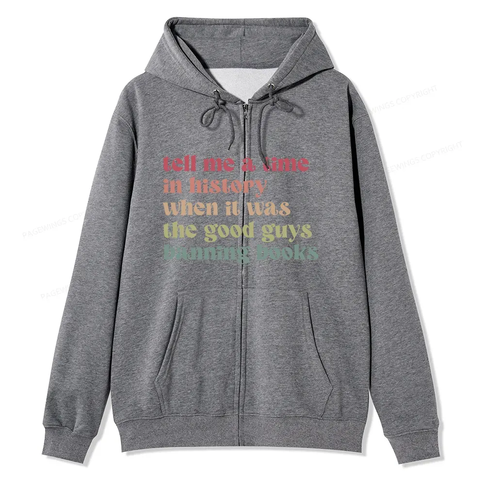 Pagewings Tell Me a Time in History Unisex Fleece Zip Up Hoodie
