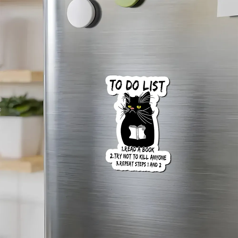 Pagewings Black Cat To Do List Fridge Magnet