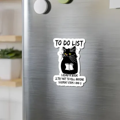 Pagewings Black Cat To Do List Fridge Magnet