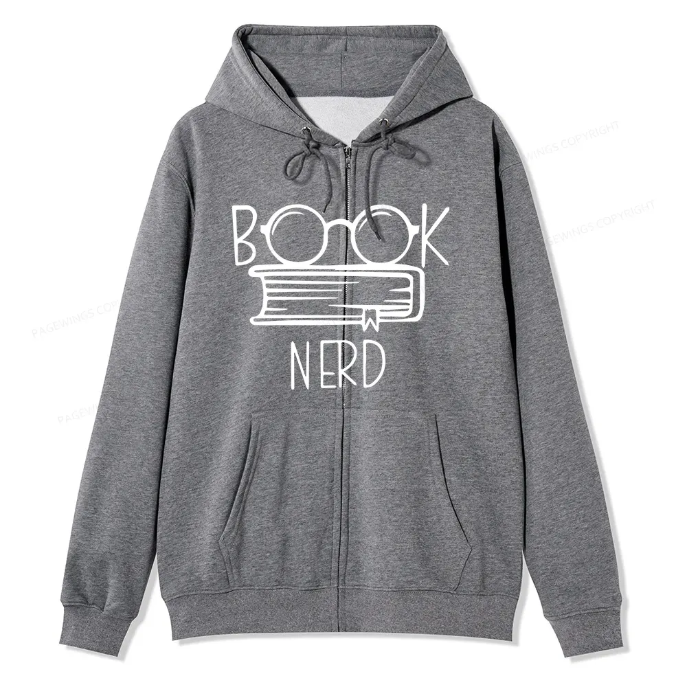 Pagewings Book Nerd Unisex Fleece Zip Up Hoodie