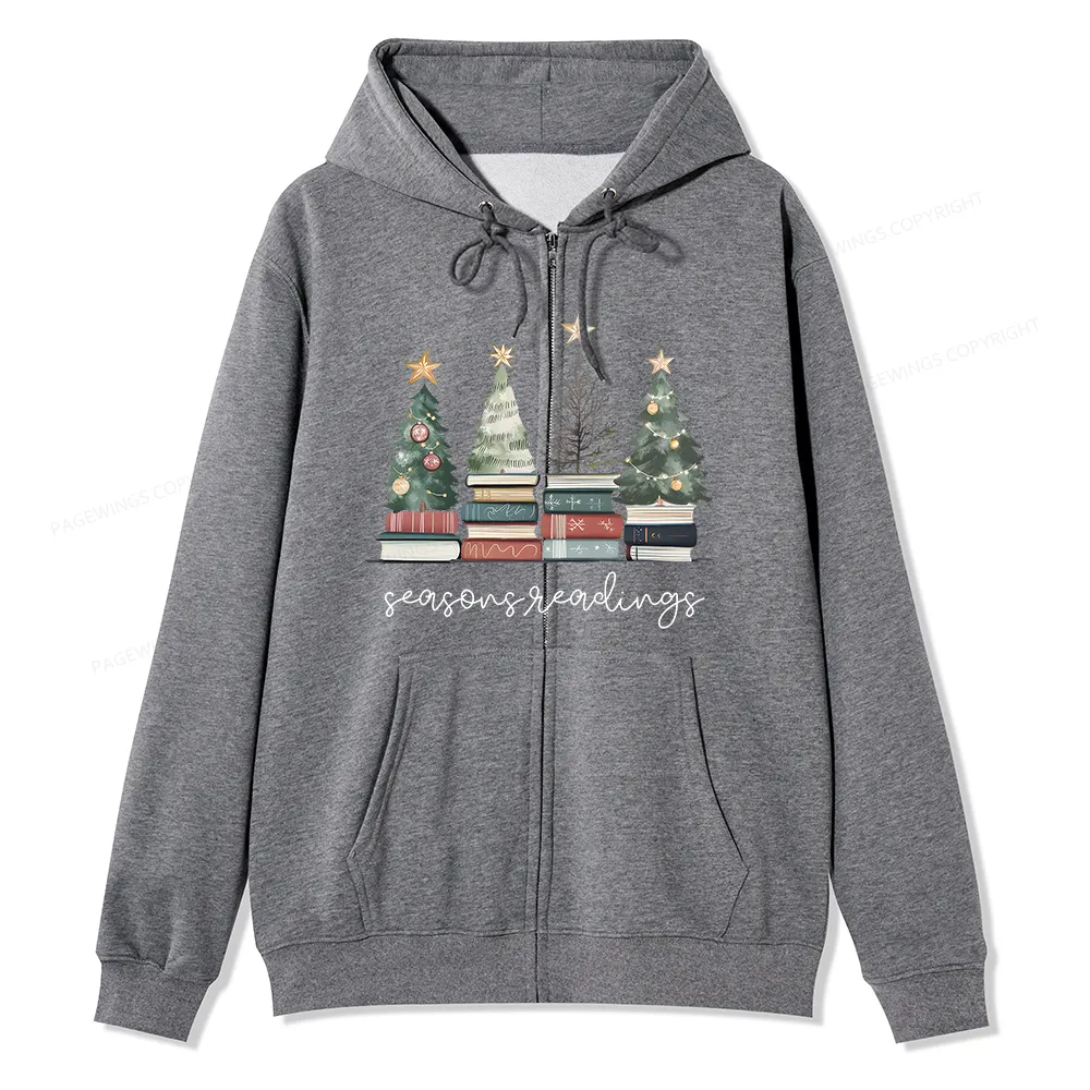 Pagewings Bookish Christmas Unisex Fleece Zip Up Hoodie