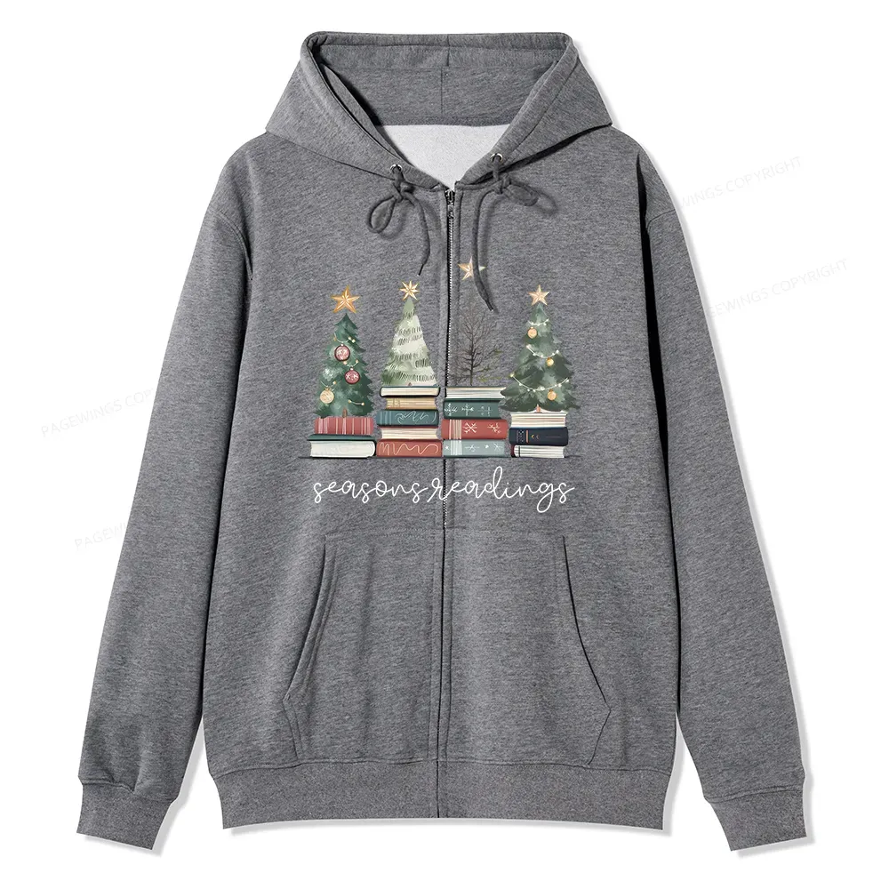 Pagewings Bookish Christmas Unisex Fleece Zip Up Hoodie