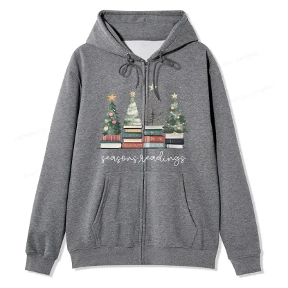 Pagewings Bookish Christmas Unisex Fleece Zip Up Hoodie