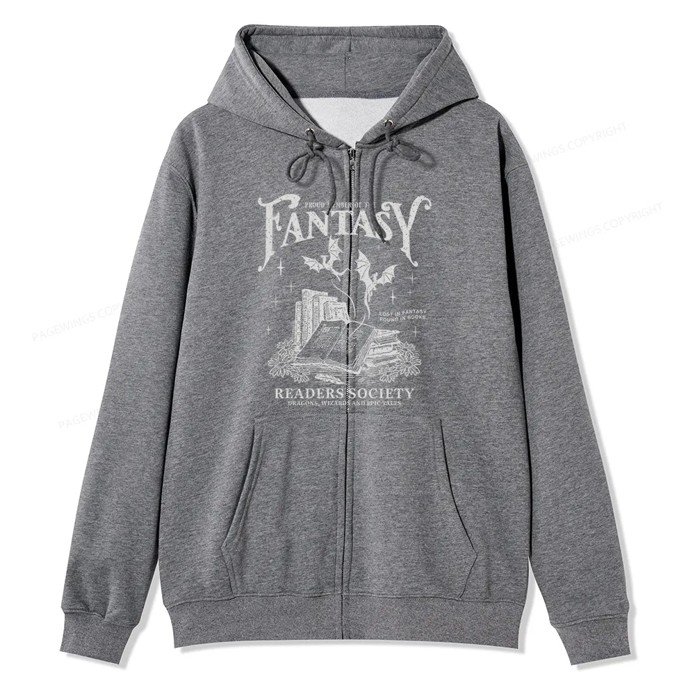 Pagewings Fantasy Readers Society Unisex Fleece Zip Up Hoodie