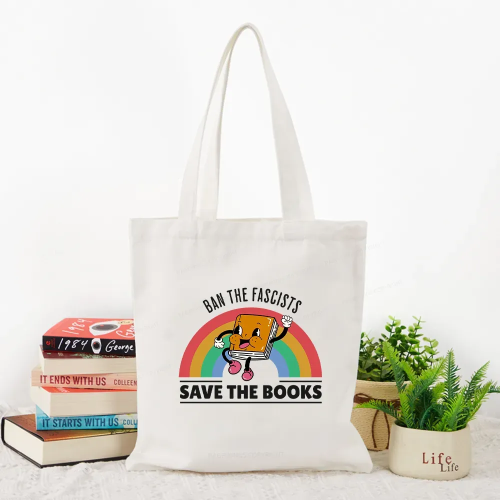 Pagewings Ban The Fascists Save The Books Tote Bag