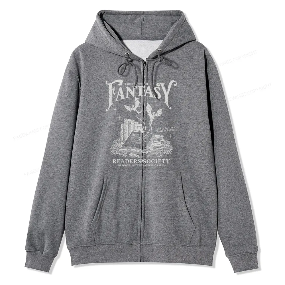 Pagewings Fantasy Readers Society Unisex Fleece Zip Up Hoodie