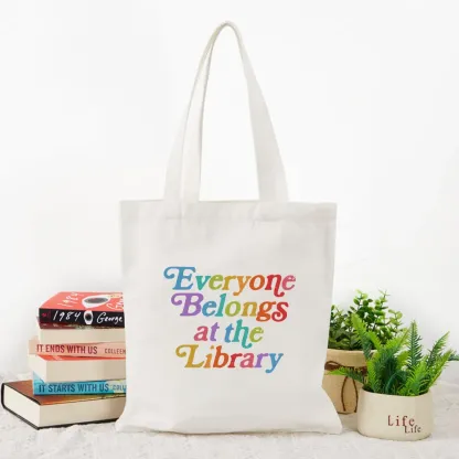 Pagewings Everyone belongs at the library Tote Bag