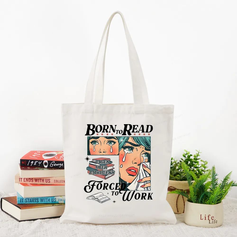 Pagewings Born To Read Bookish Tote Bag
