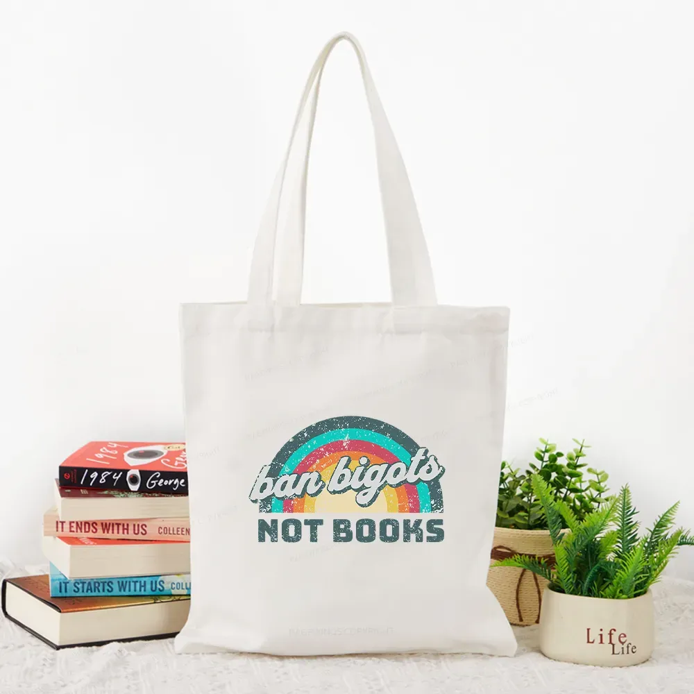 Pagewings Ban Bigots Not Books Tote Bag