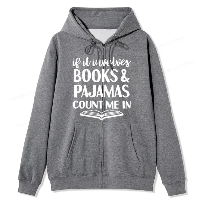 Pagewings Books And Pajamas Unisex Fleece Zip Up Hoodie