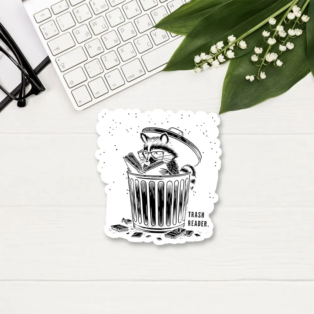 Pagewings Trash Reader Raccoon - Book Quote Sticker
