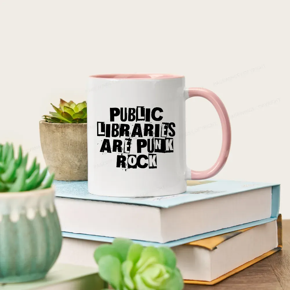 Pagewings Public Libraries Are Punk Rock Mug