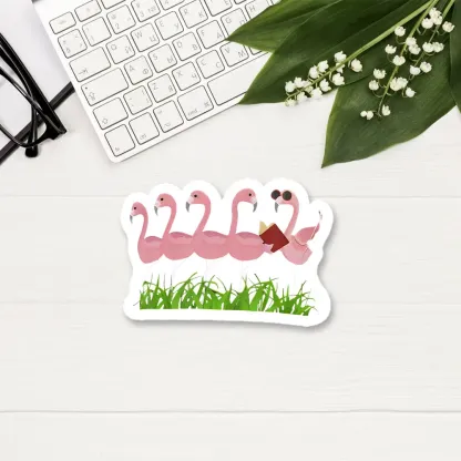 Pagewings Funny Flamingo Reading Book Sticker