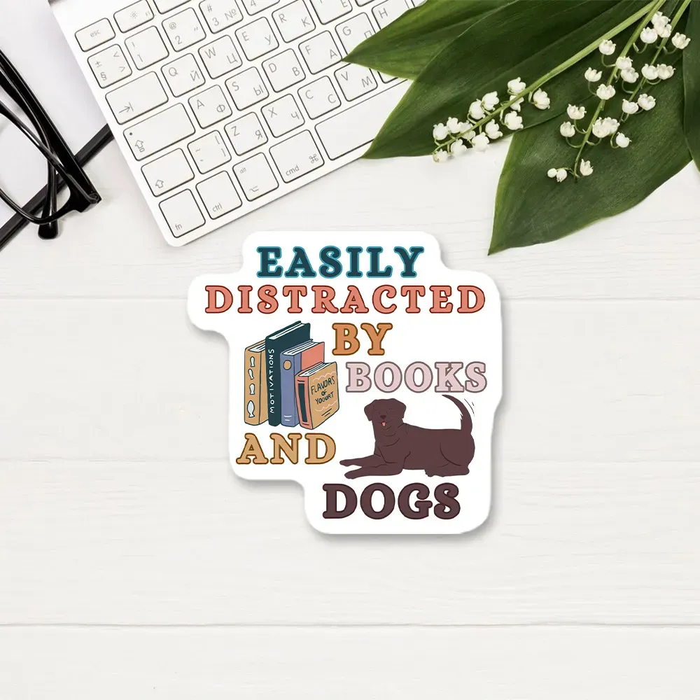 Pagewings Easily Distracted By Books And Labrador Sticker