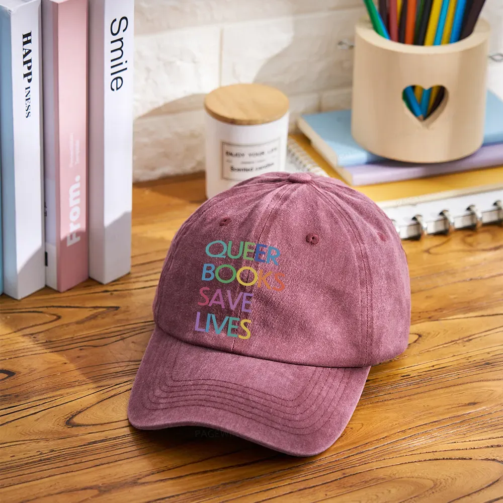 Pagewings Queer Books Save Lives Washed Cap