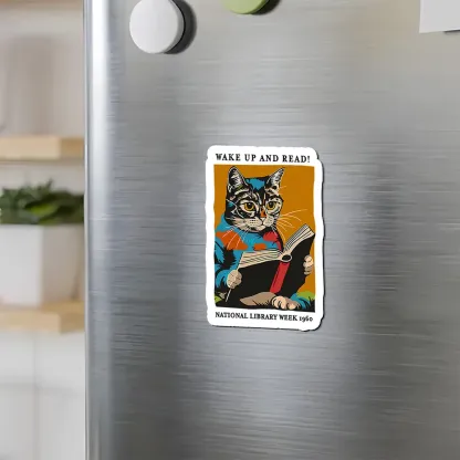 Pagewings Cat Reading Poster Fridge Magnet