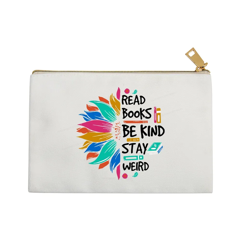 Pagewings Read Books Be Kind Stay Weird on Backpack Pouch