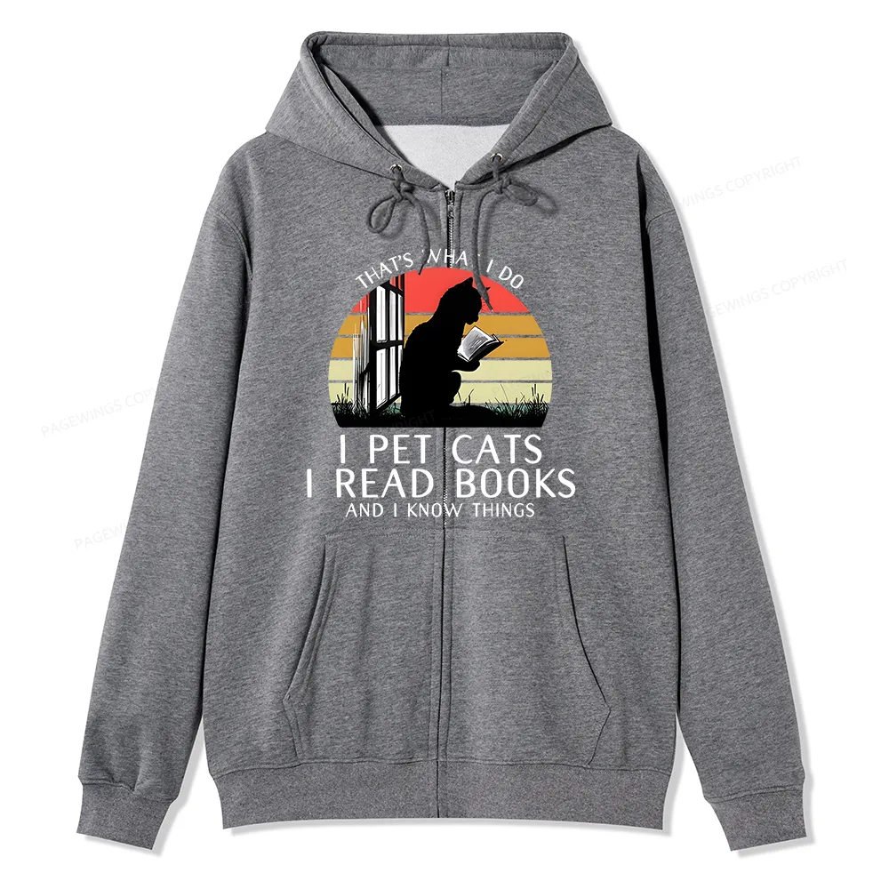 Pagewings Cat And Book Unisex  Fleece Zip Up Hoodie