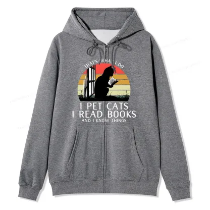 Pagewings Cat And Book Unisex  Fleece Zip Up Hoodie