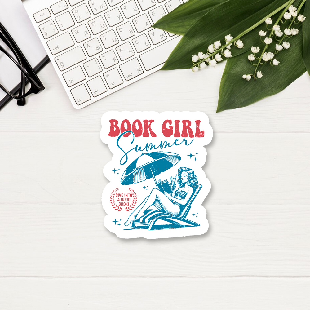 Pagewings Book Girl Summer Sticker