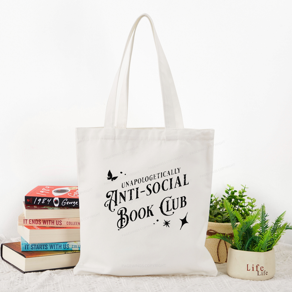 Pagewings Anti-social Book Club Comfort Colors Tote Bag