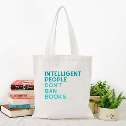 Pagewings Intelligent People Don't Ban Books Tote Bag