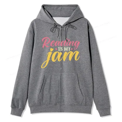 Pagewings Reading is My Jam Unisex Fleece Zip Up Hoodie