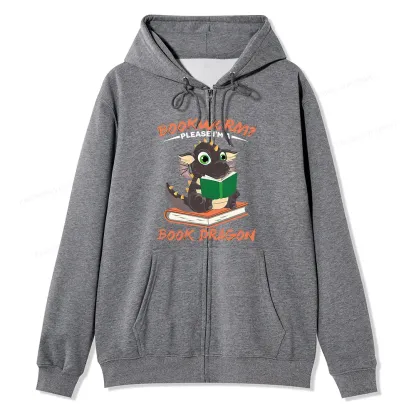 Pagewings Book Dragon Unisex Fleece Zip Up Hoodie