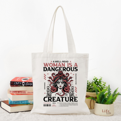 Pagewings A Well-Read Woman is A Dangerous Creature Tote Bag