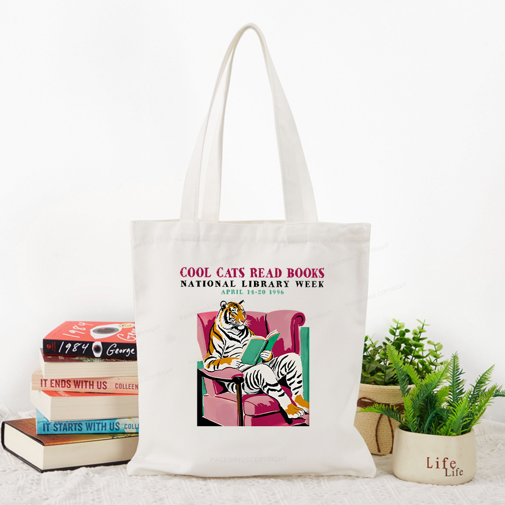 Pagewings  Library Week Poster 1996  Tote Bag