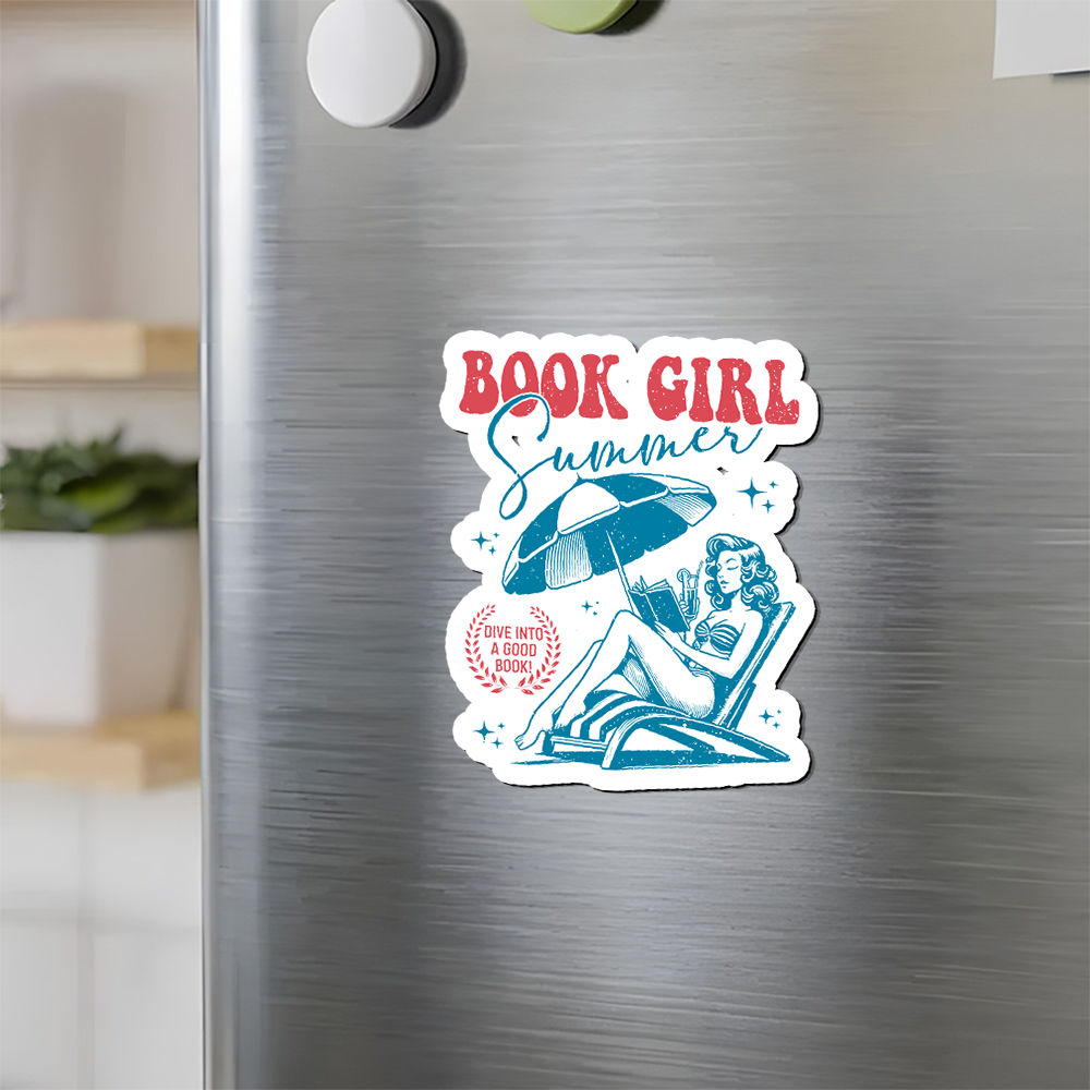 Pagewings Book Girl Summer Fridge Magnet