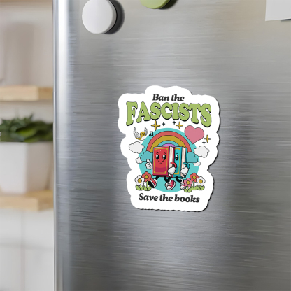 Pagewings Ban the Fascists Save the Books Fridge Magnet